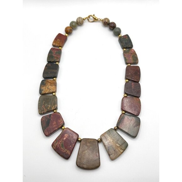 Stunning Red Creek Jasper Bib Necklace - Picture 6 of 6